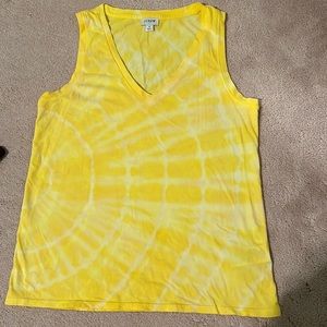 J Crew Yellow Tie Dye Tank Top V Neck